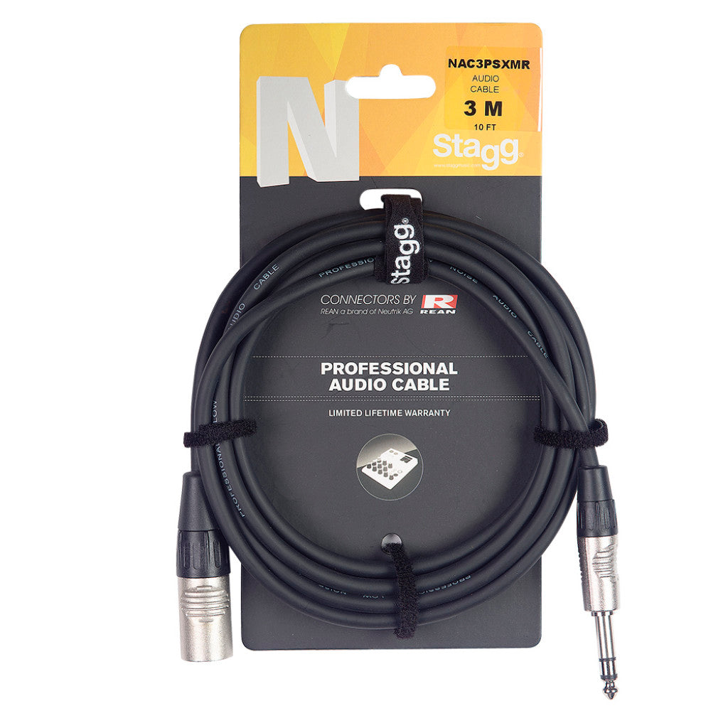 Stagg NAC3PSXMR Balanced Jack to Male XLR Cable 3m