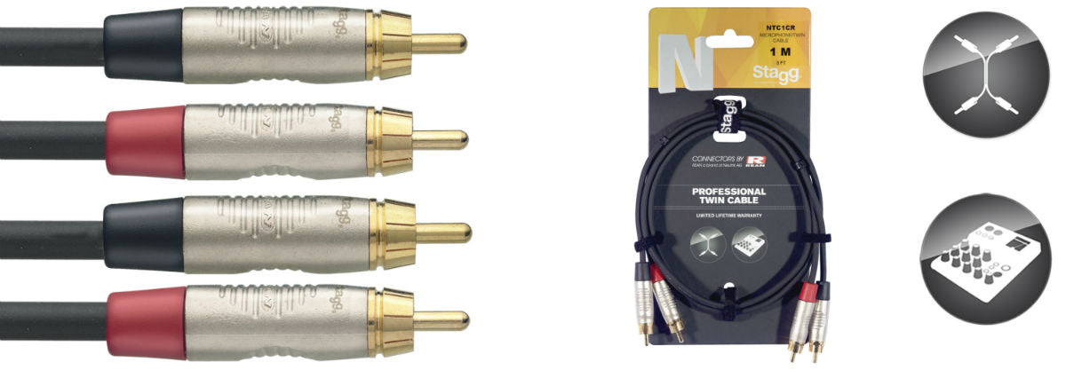 Stagg N-Series Twin RCA Cable 1m