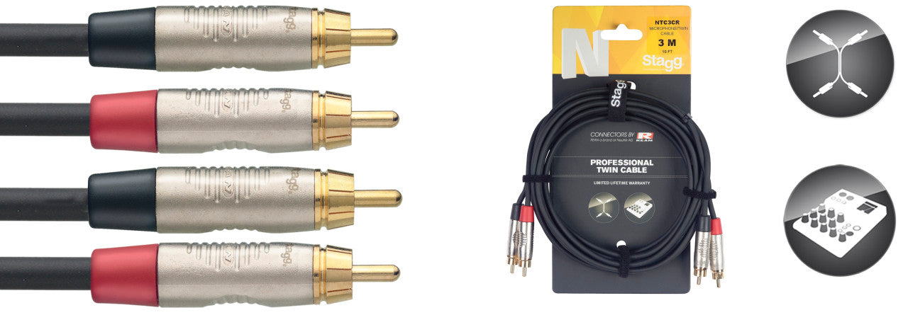 Stagg N-Series Twin RCA Cable 3m