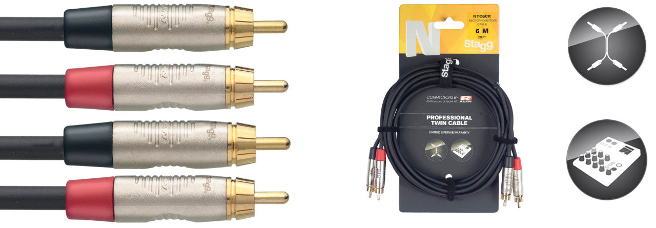 Stagg N-Series Twin RCA Cable 6m