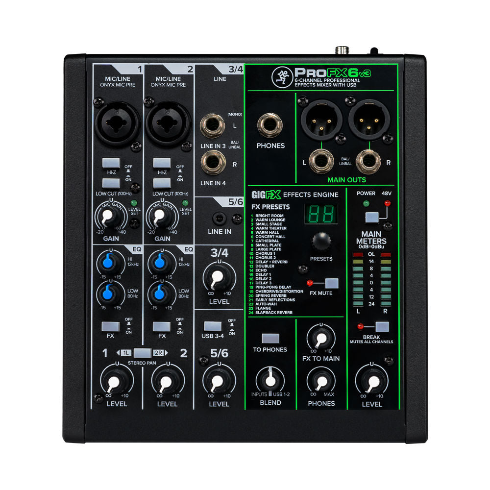 Mackie ProFX6 V3 6-channel Mixer with USB & FX