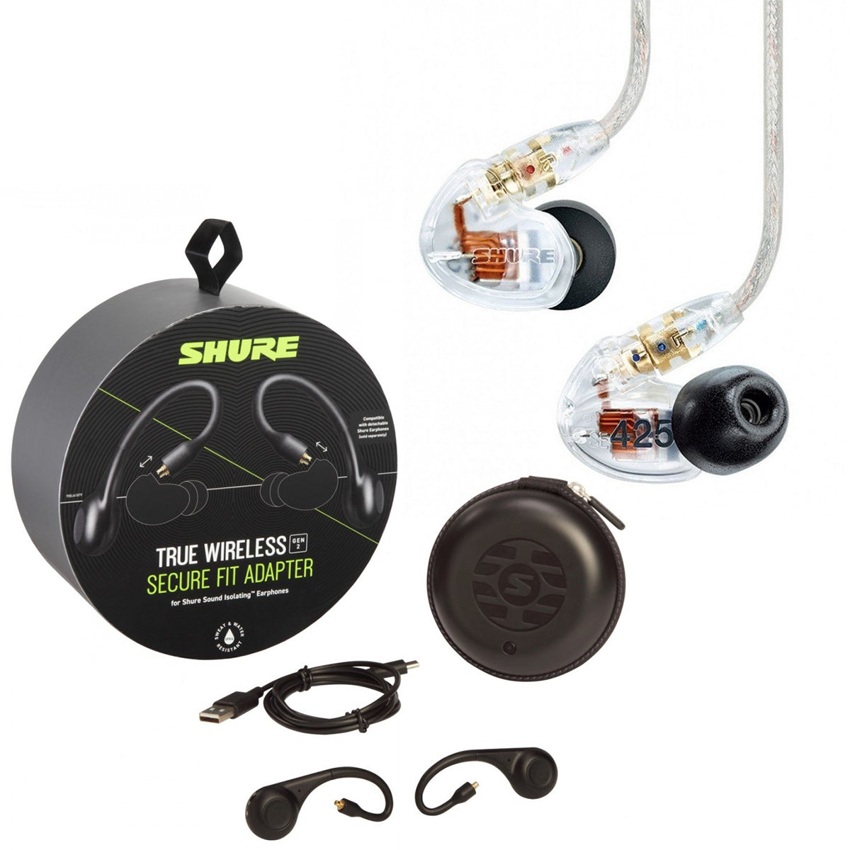 Shure SE425 Sound Isolating Earphones with True Wireless - Clear