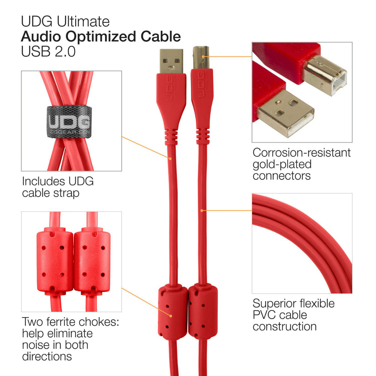 UDG USB Cable A-B 3m Red U95003RD