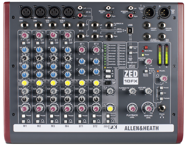 ALLEN HEATH ZED 10FX Multipurpose Mixer w FX for Live Recording