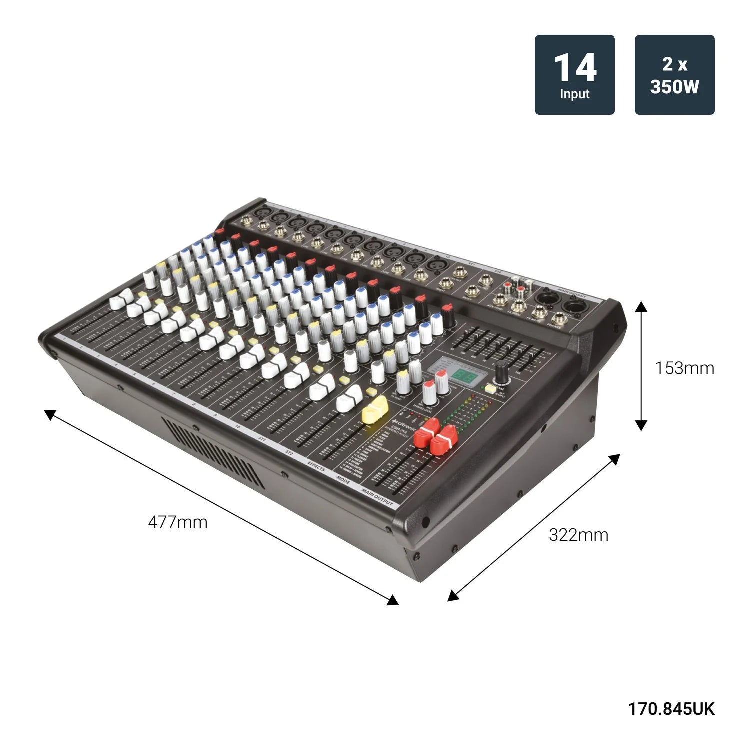 Citronic CSP-714 Powered Mixer Amplifier 1000W FX