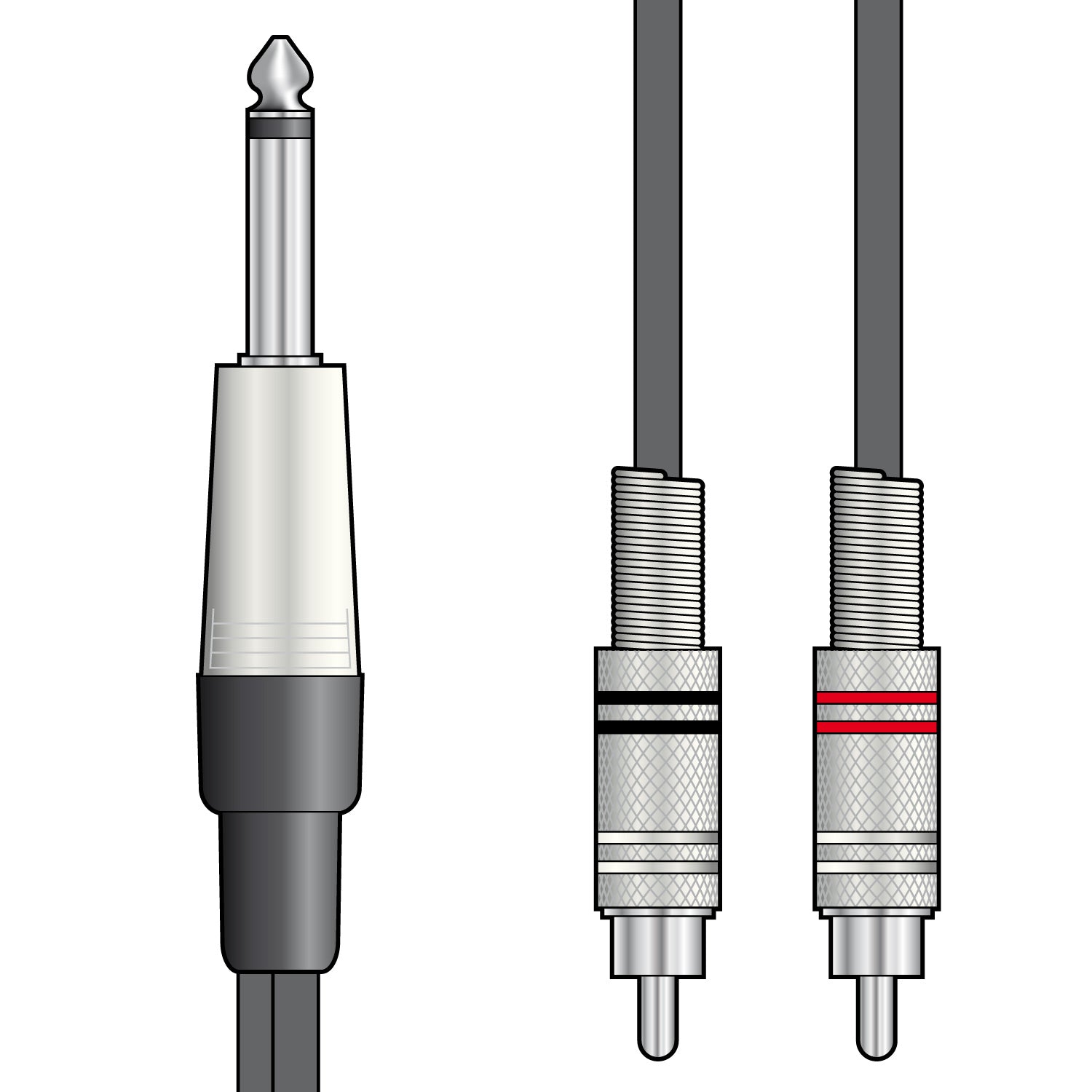 Chord 190239 - 6.3mm Mono Jack Plug - 2 x RCA Plugs 3m