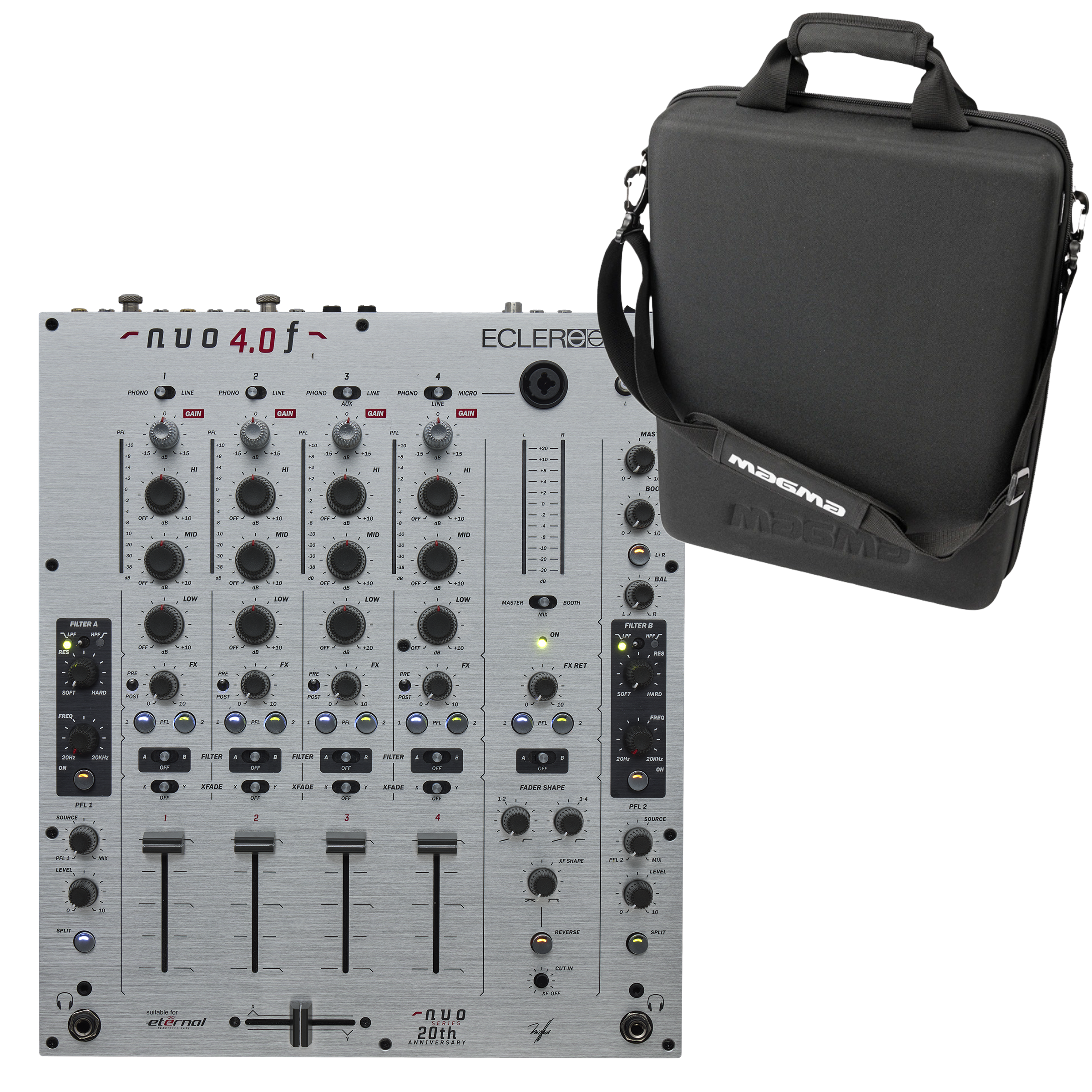 Ecler NUO 4.0F Silver + CTRL Case Bundle