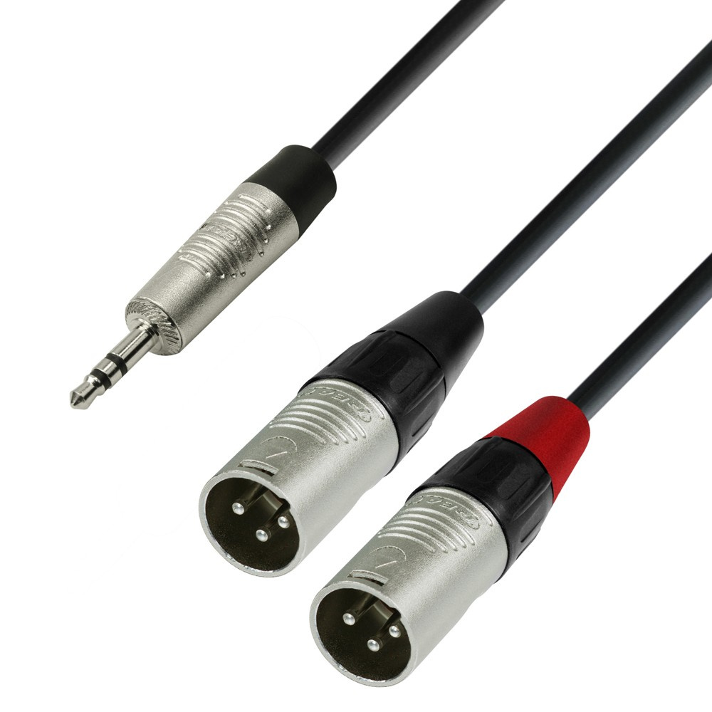 Adamhall K4YWMM0180 Y-Cable Rean® 2 x XLR Male x Minijack TRS 1.8m