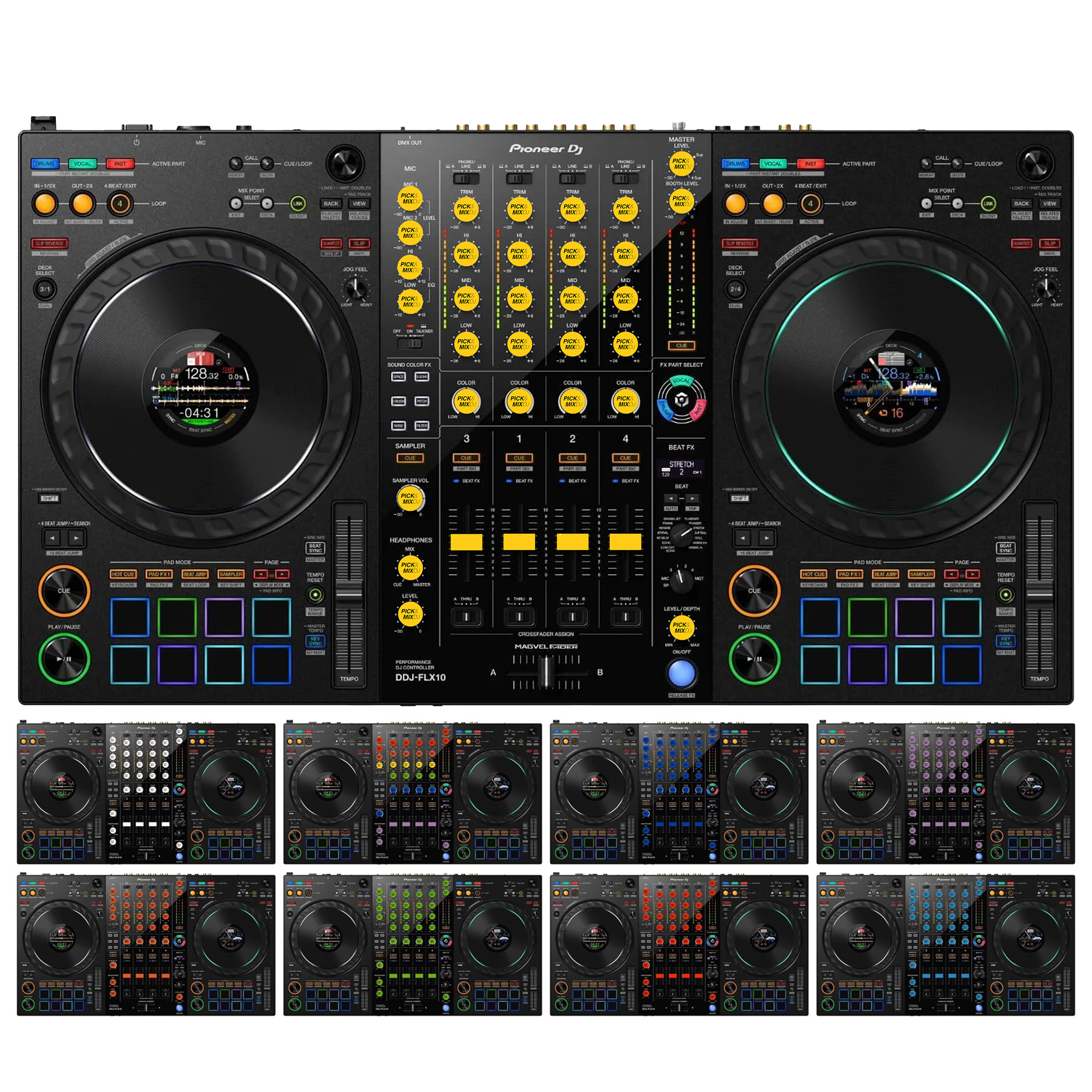 PICK&MIXDJ XL PACK DJ Knobs & Faders for Pioneer DDJ-FLX10, DDJ-1000