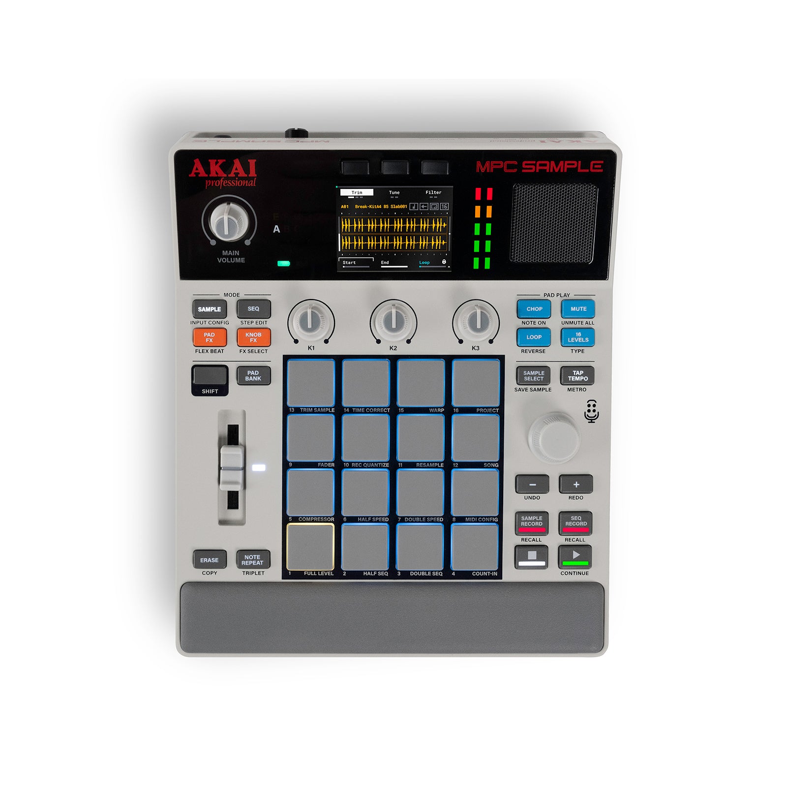 Akai MPC SAMPLE Battery Powered Portable Sampler - White / Grey