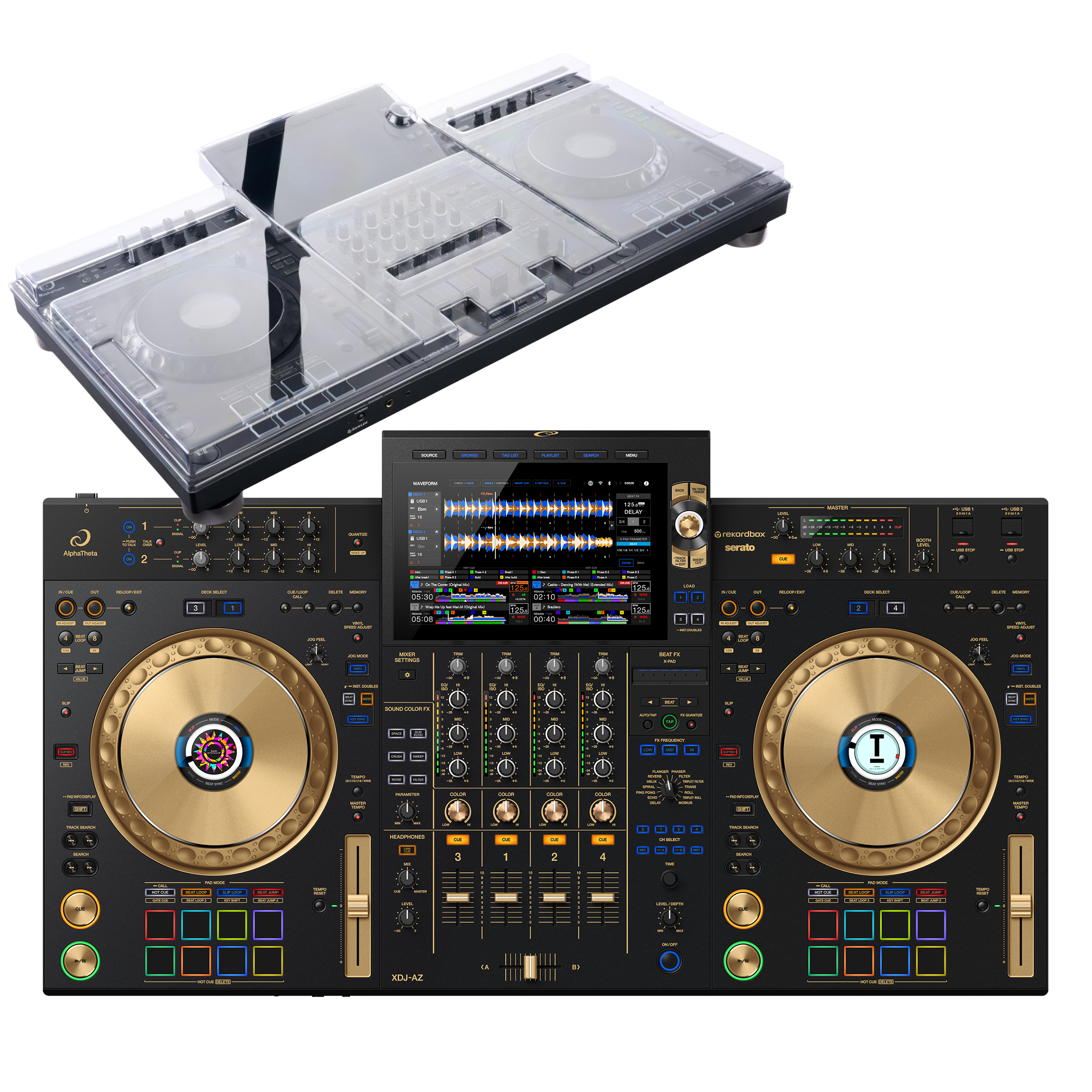 AlphaTheta XDJ-AZ-N Gold + Decksaver Cover