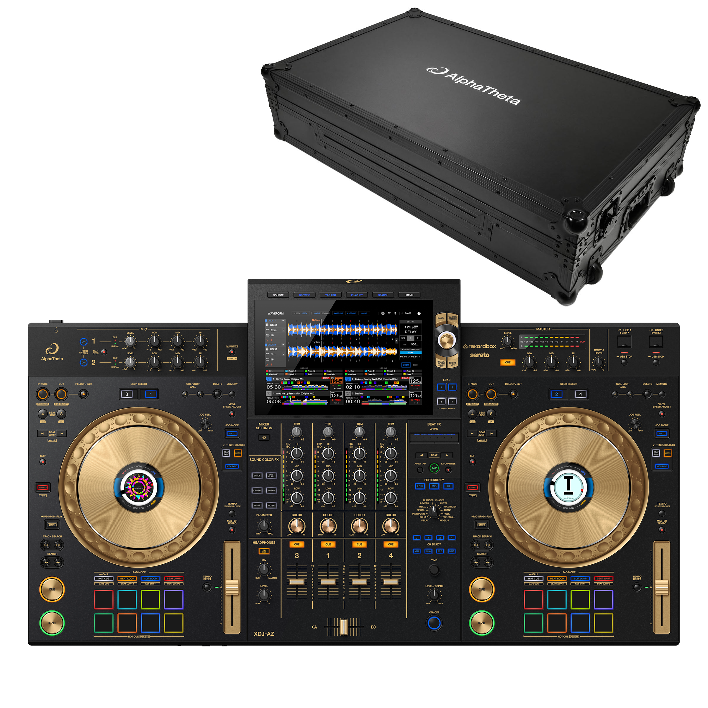 AlphaTheta XDJ-AZ-N Gold + FLT-XDJAZ Flight Case Bundle
