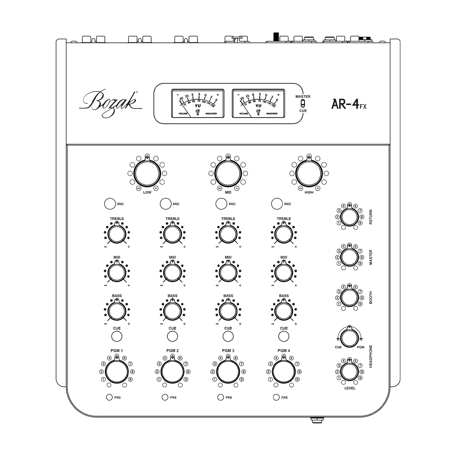 Bozak AR-4FX Desk Top DJ Mixer - Black