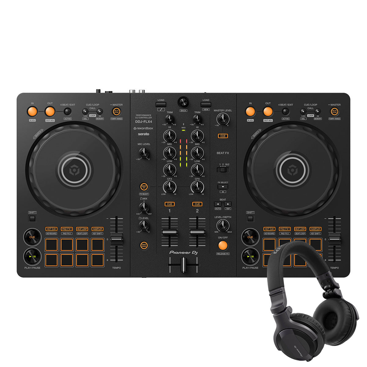 Pioneer DJ DDJ-FLX4 + Headphones Bundle