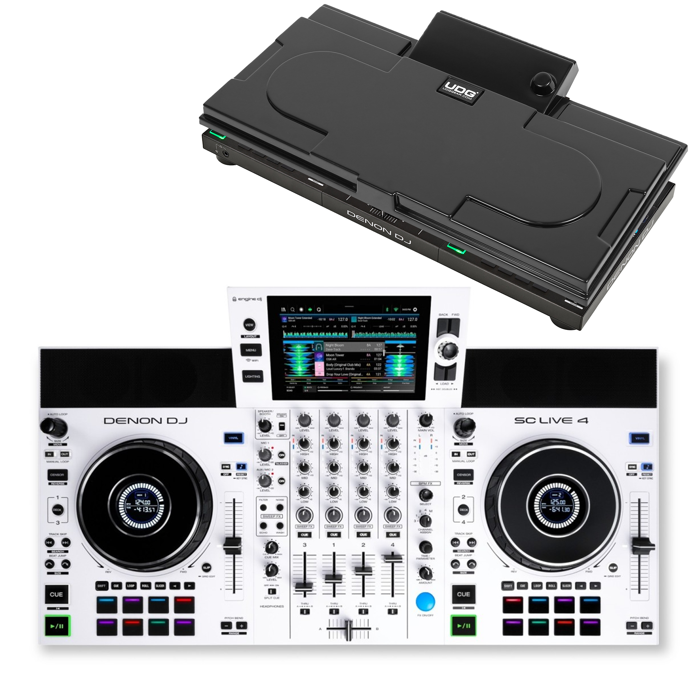Denon DJ SC LIVE 4 White + UDG Ultimate Equipment Cover