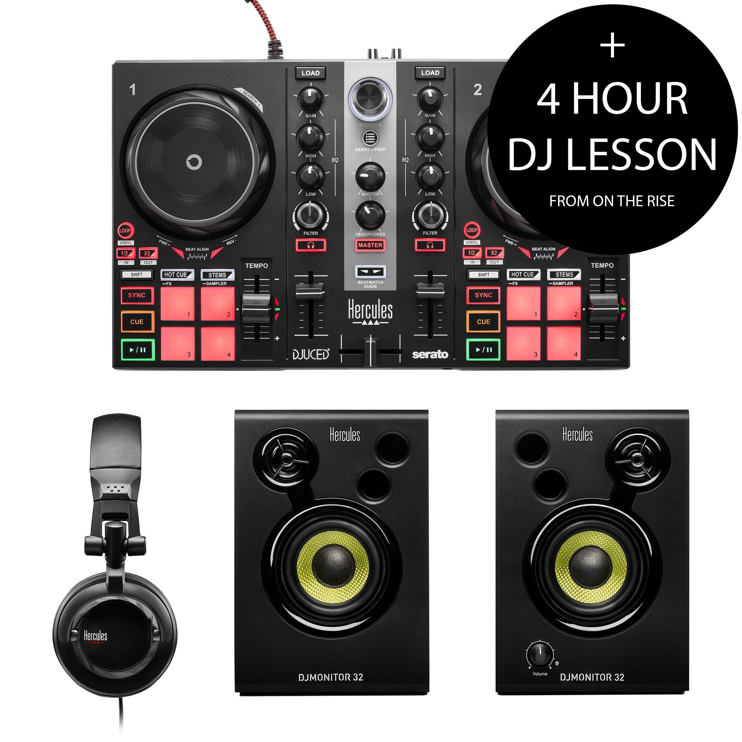 Hercules DJ Learning Kit MK2 + 4 Hour DJ Lesson Bundle