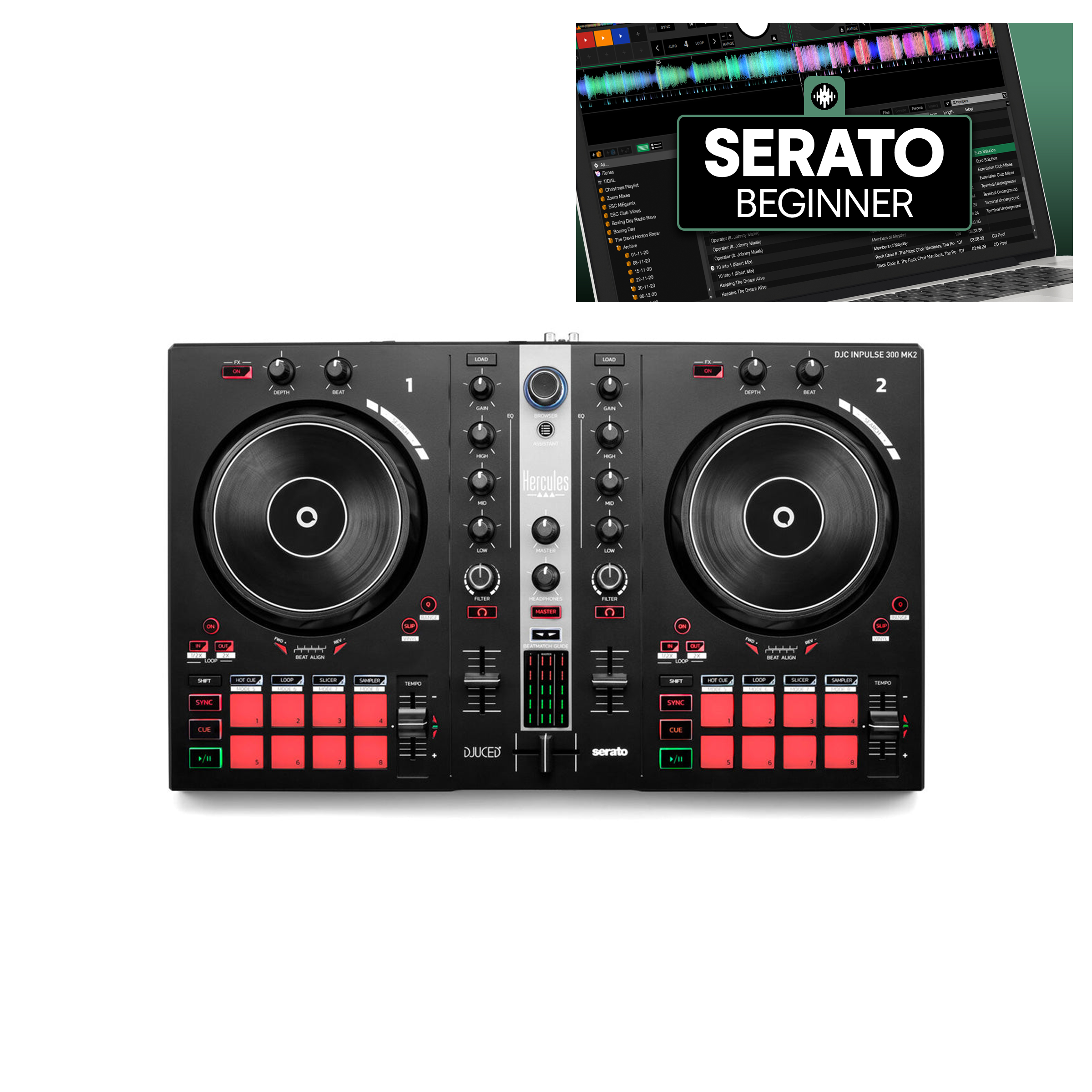 Hercules Inpulse 300 MK2 Blue Edition + Crossfader Beginner Course Bundle