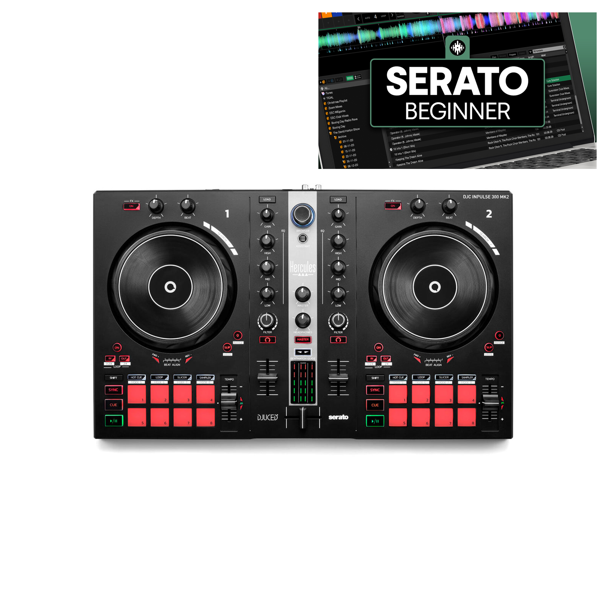 Hercules Inpulse 300 MK2 + Crossfader Beginner Course Bundle