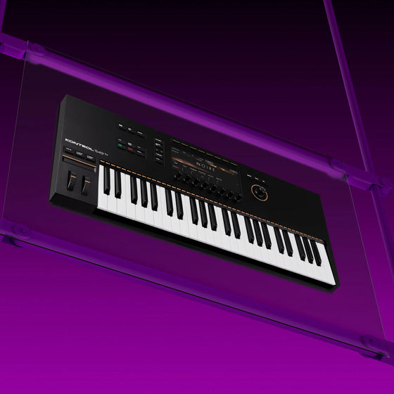 Native Instruments Kontrol S49 MK3 on a purple background