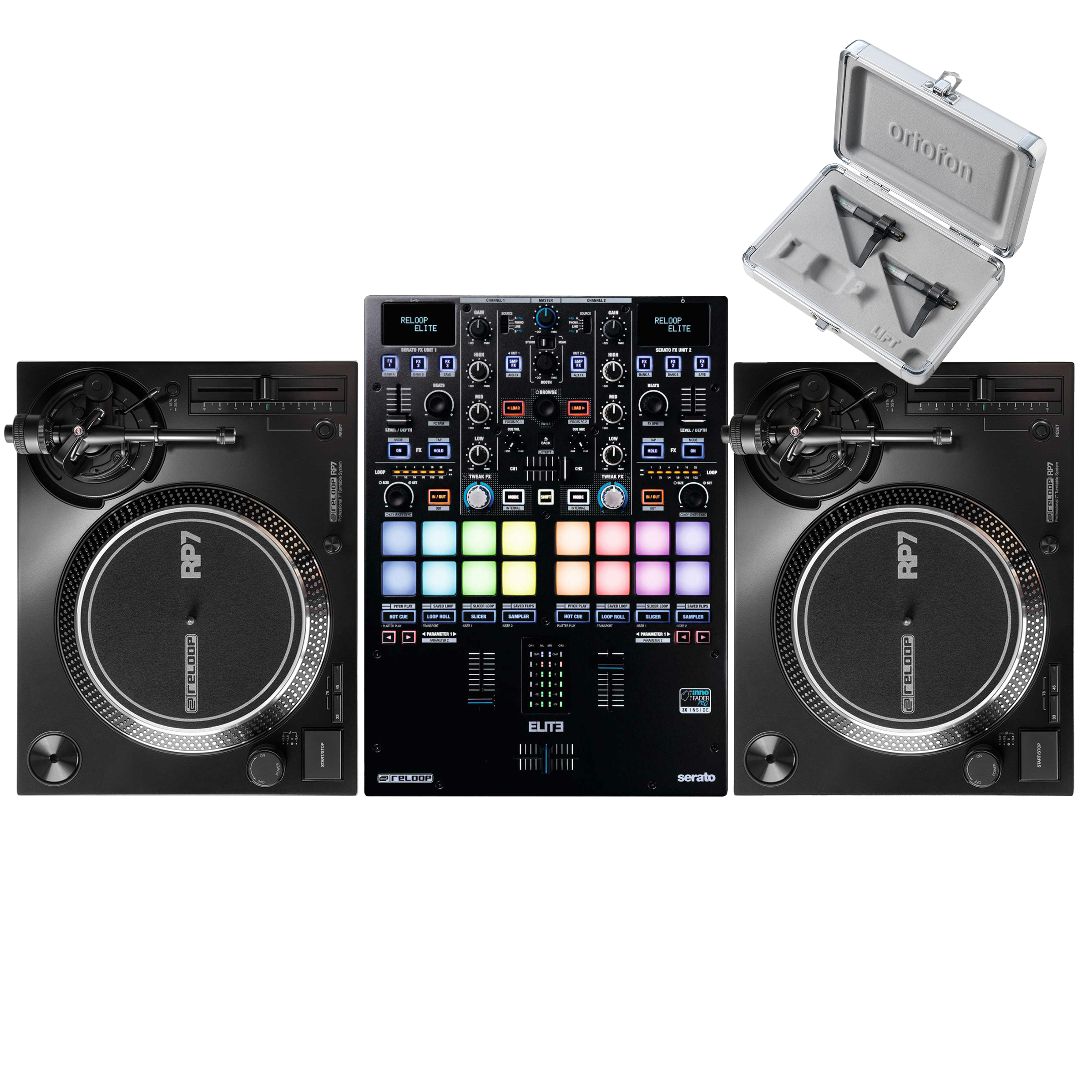 Reloop RP-7 Pair + Elite with Cartridges Battle DVS Bundle