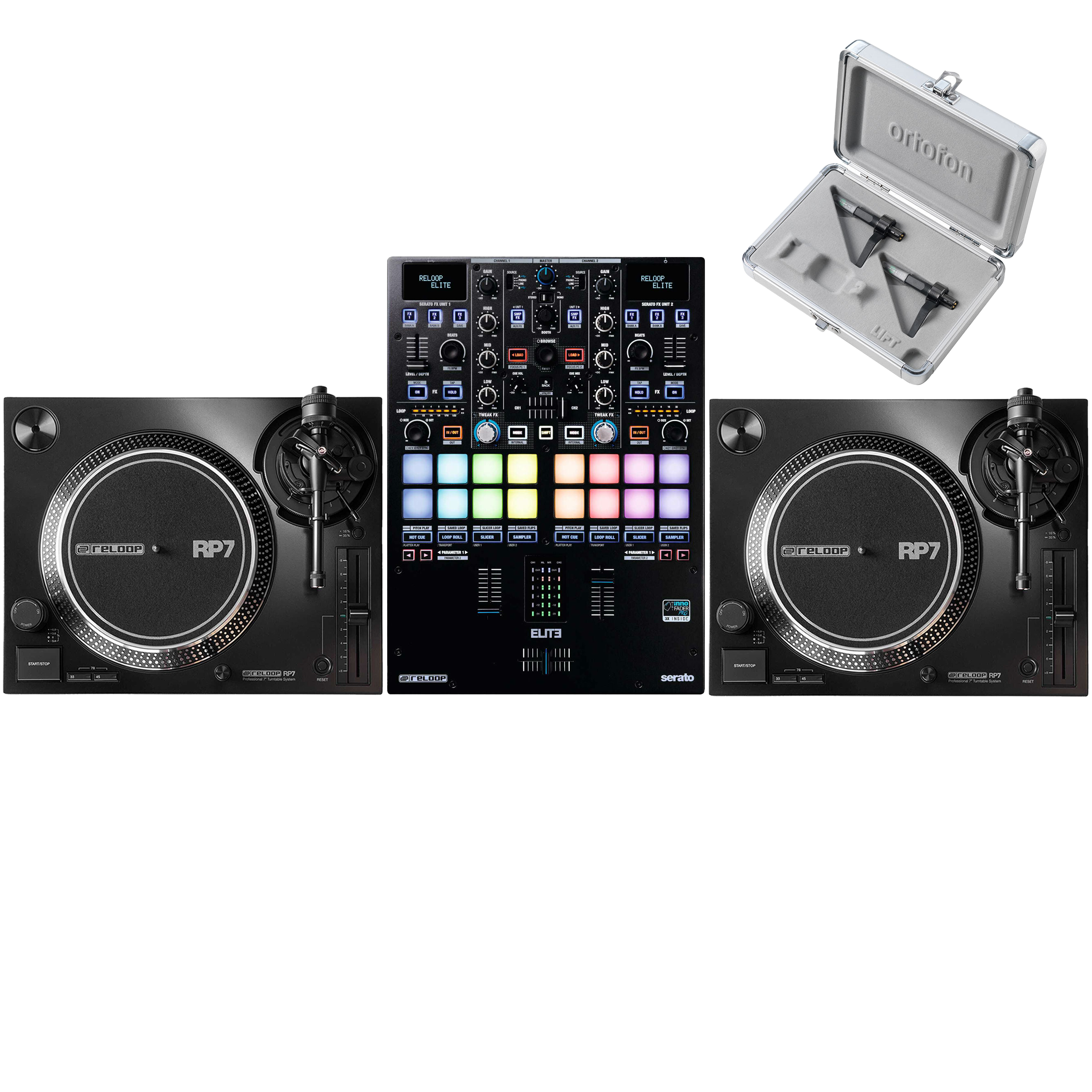 Reloop RP-7 Pair + Elite with Cartridges Battle DVS Bundle