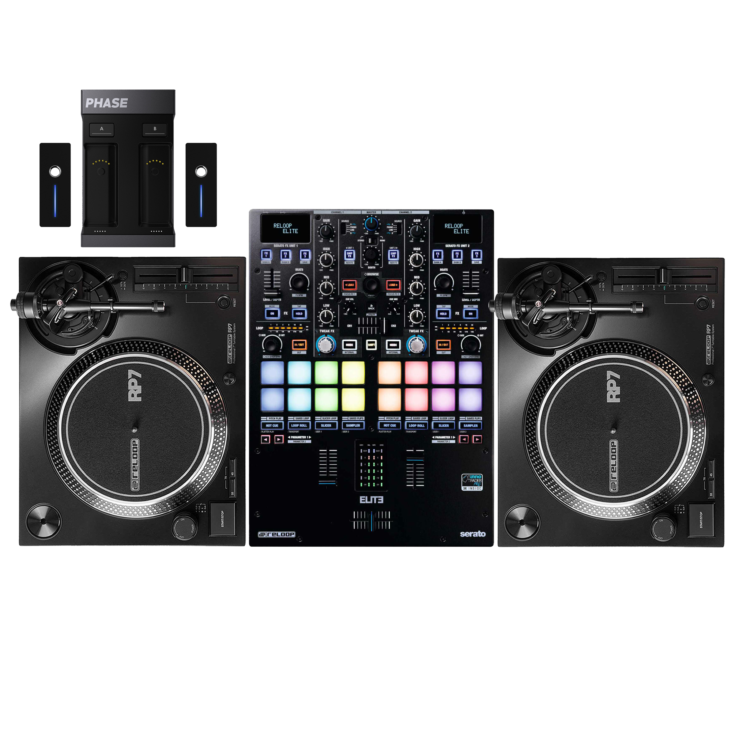 Reloop RP-7 Pair + Elite + Phase Essential Battle DVS Bundle