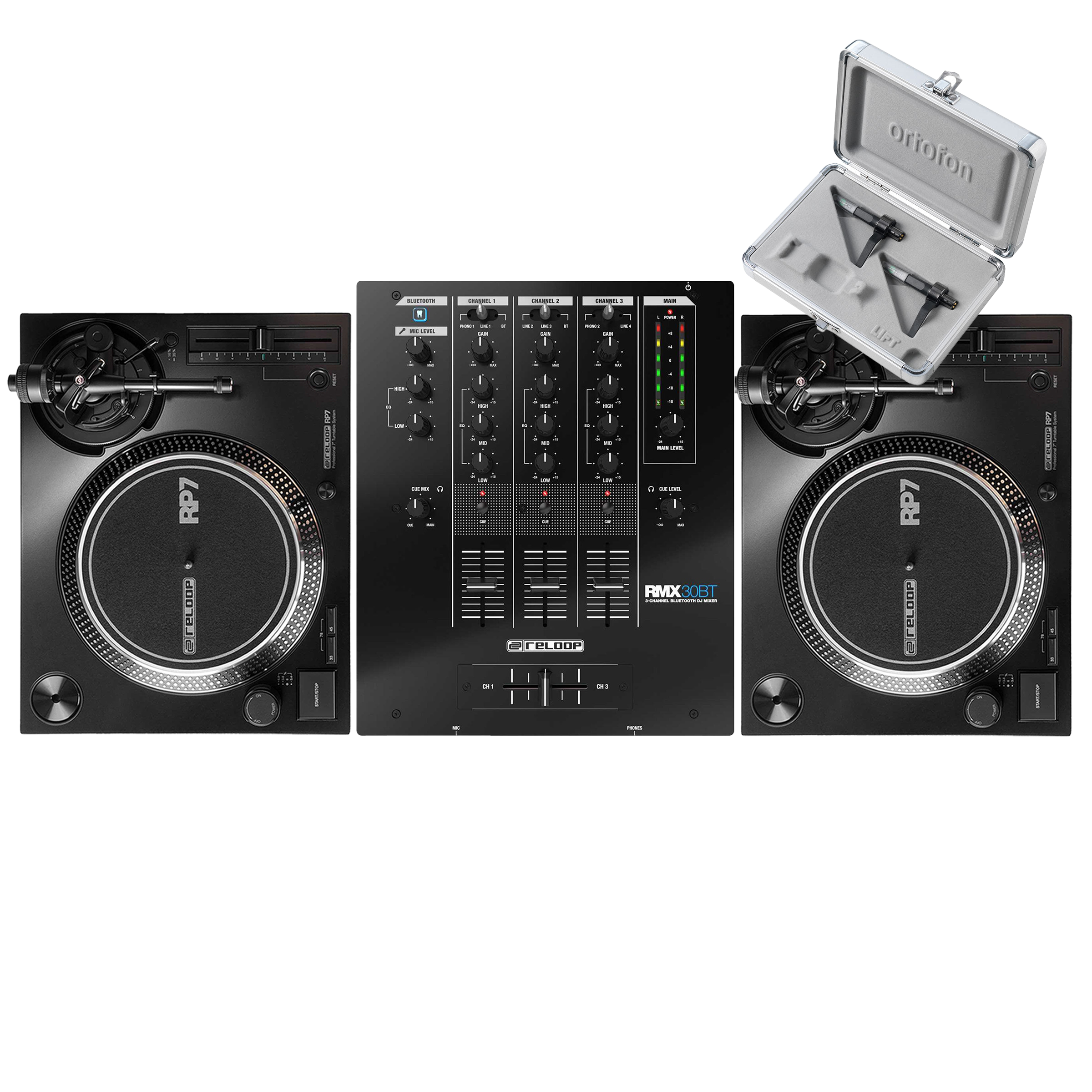Reloop RP-7 Pair + RMX-30 BT with Cartridges Bundle