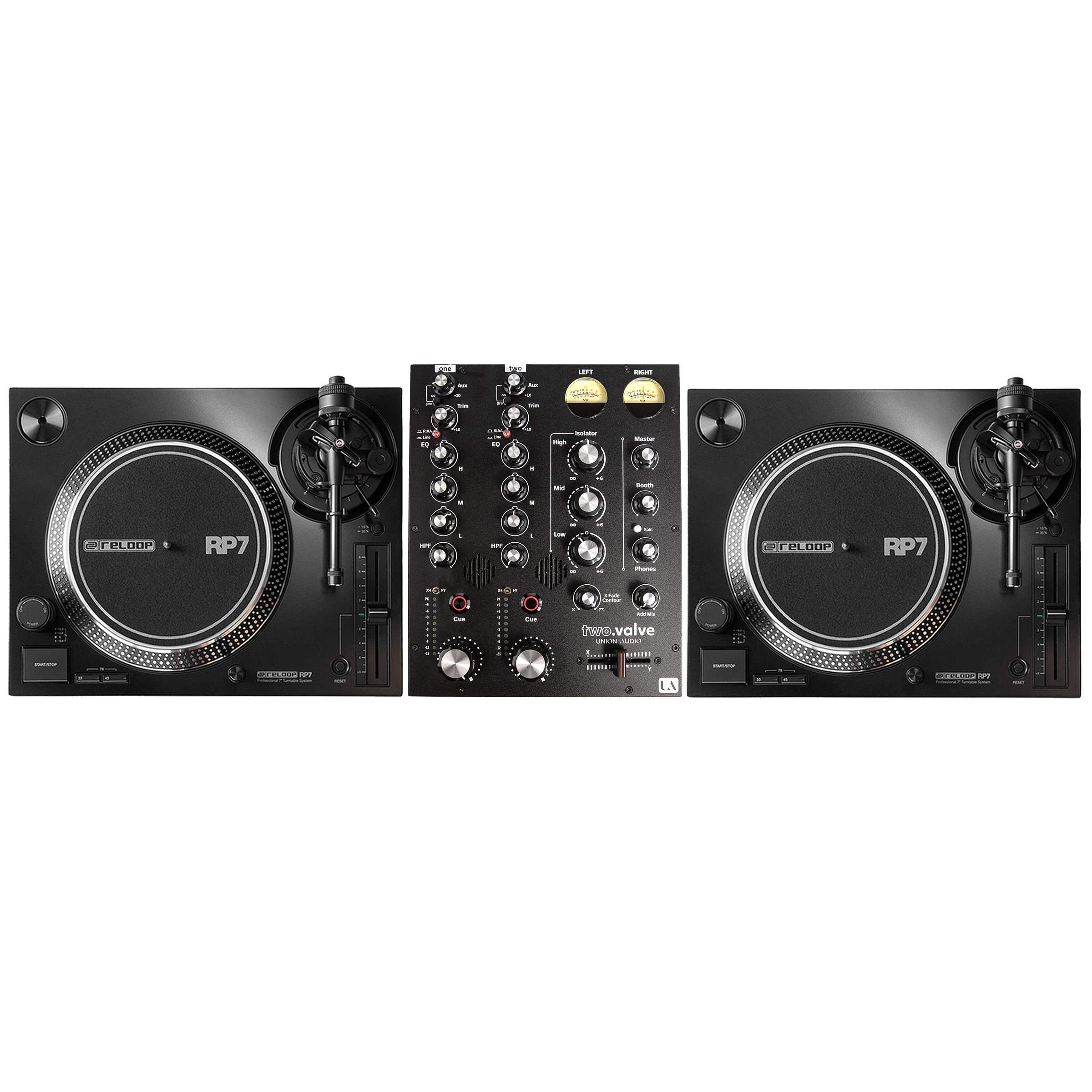 Reloop RP-7 Pair + Union Audio Two-Valve Rotary Bundle