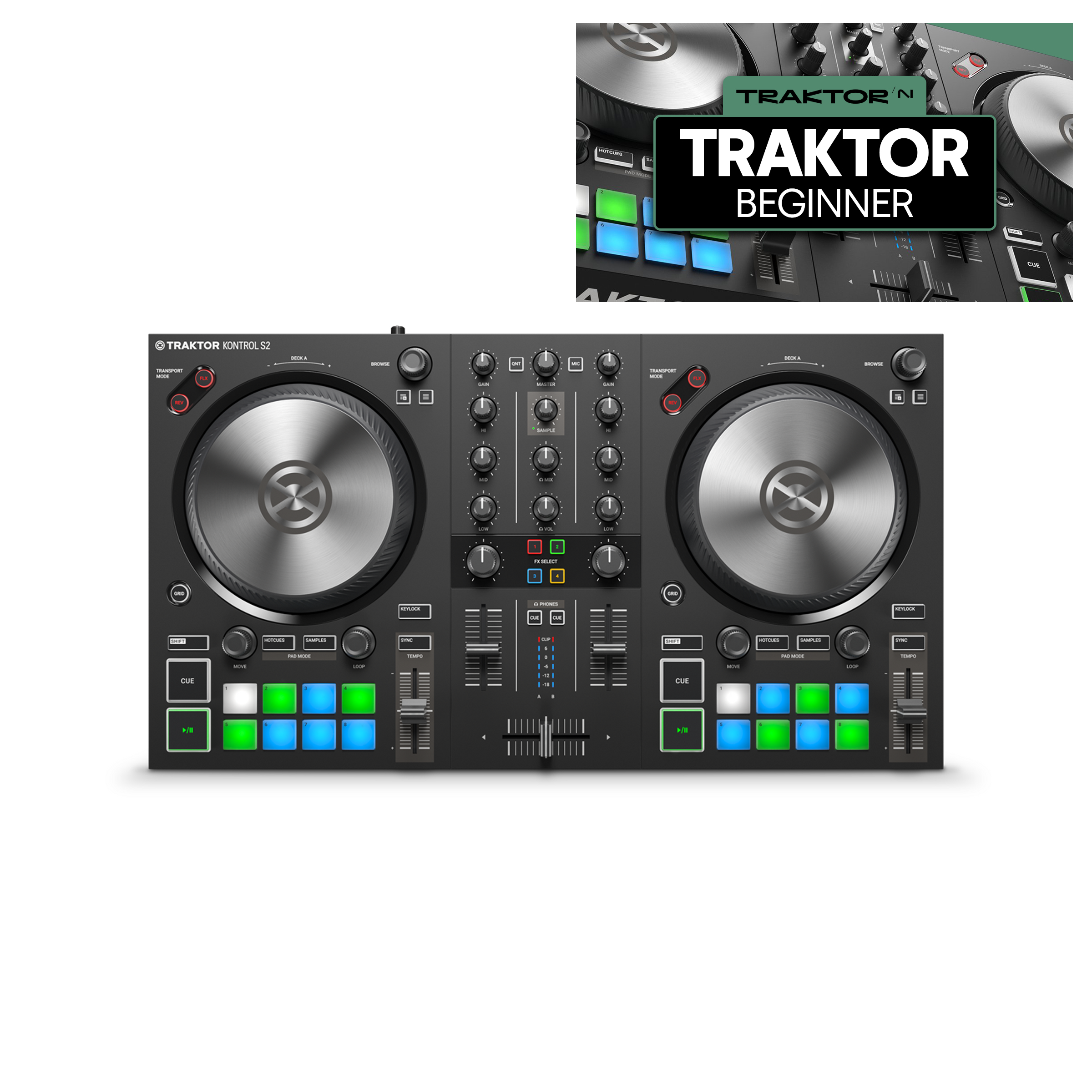 Native Instruments Kontrol S2 MK3 + Crossfader Beginner Course Bundle
