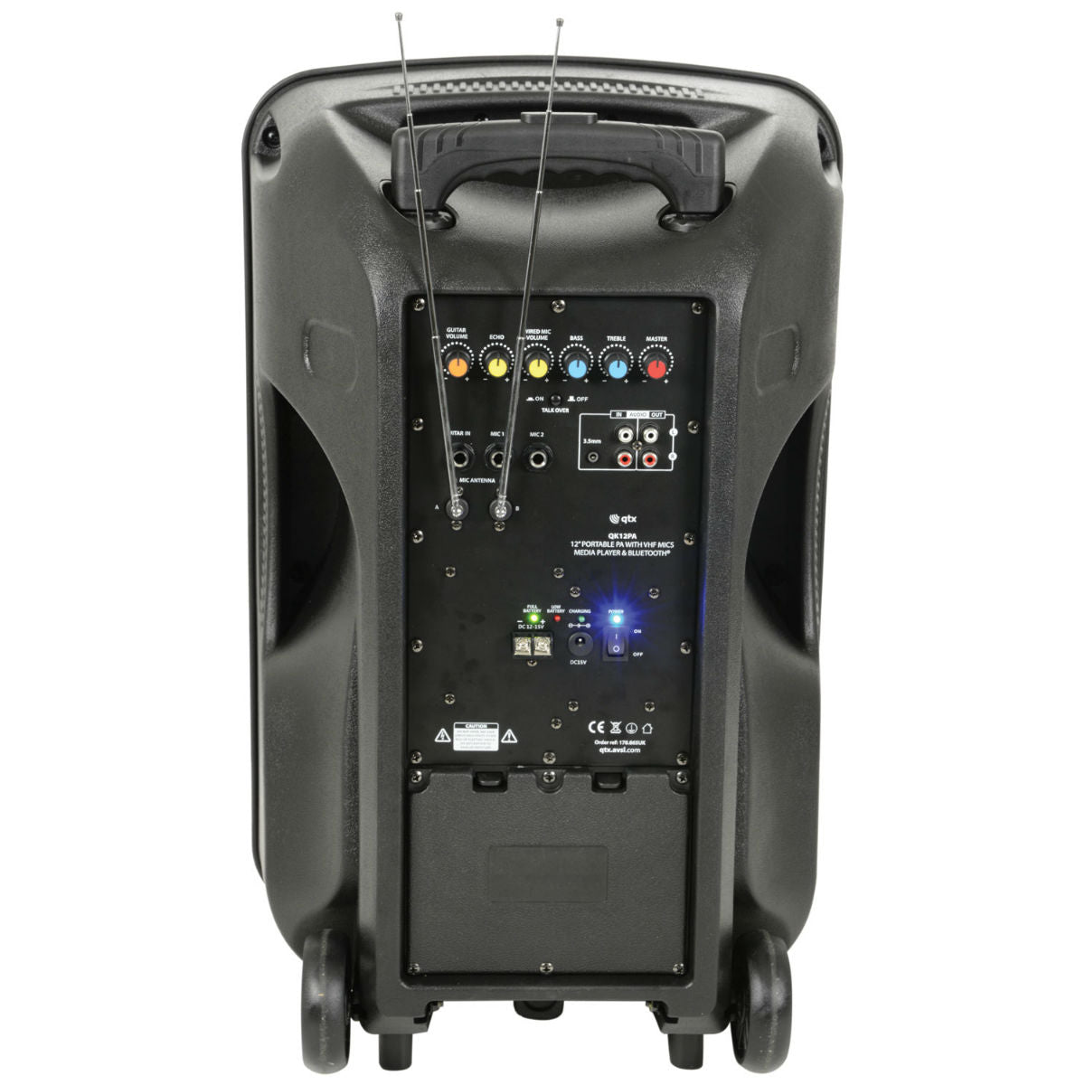 QTX Busker 12" PA with VHF Mics, Media Player & Bluetooth (178866)