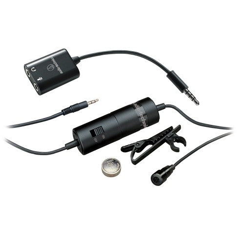 Audio Technica ATR3350iS Condenser Lavalier Microphone with Smartphone Adapter