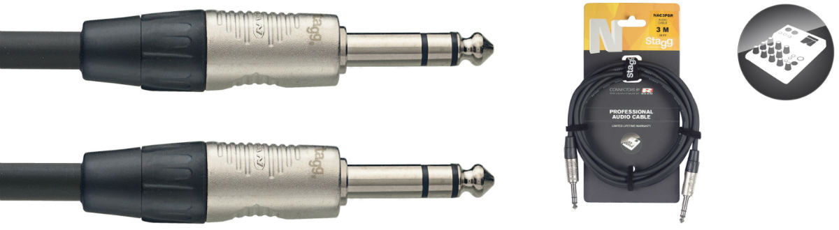 Stagg NAC1PSR Balanced Stereo Jack Cable 1m