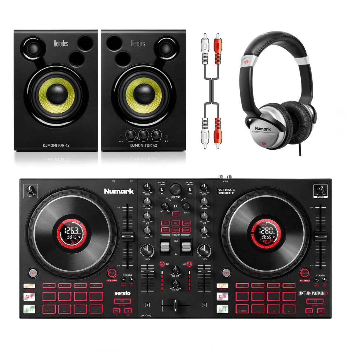 Numark Mixtrack Platinum FX DJ System + Monitor 42 + Headphones