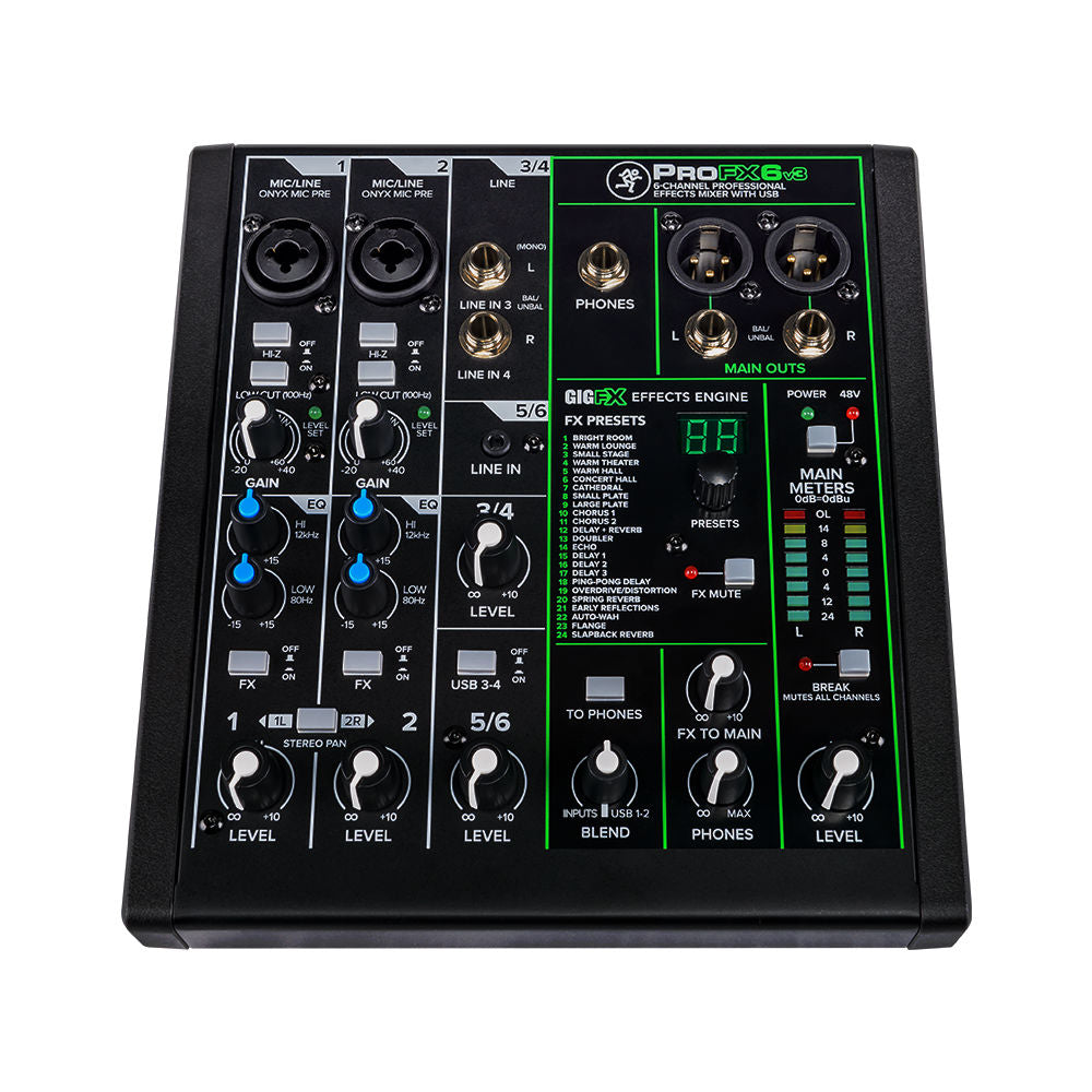 Mackie ProFX6 V3 6-channel Mixer with USB & FX