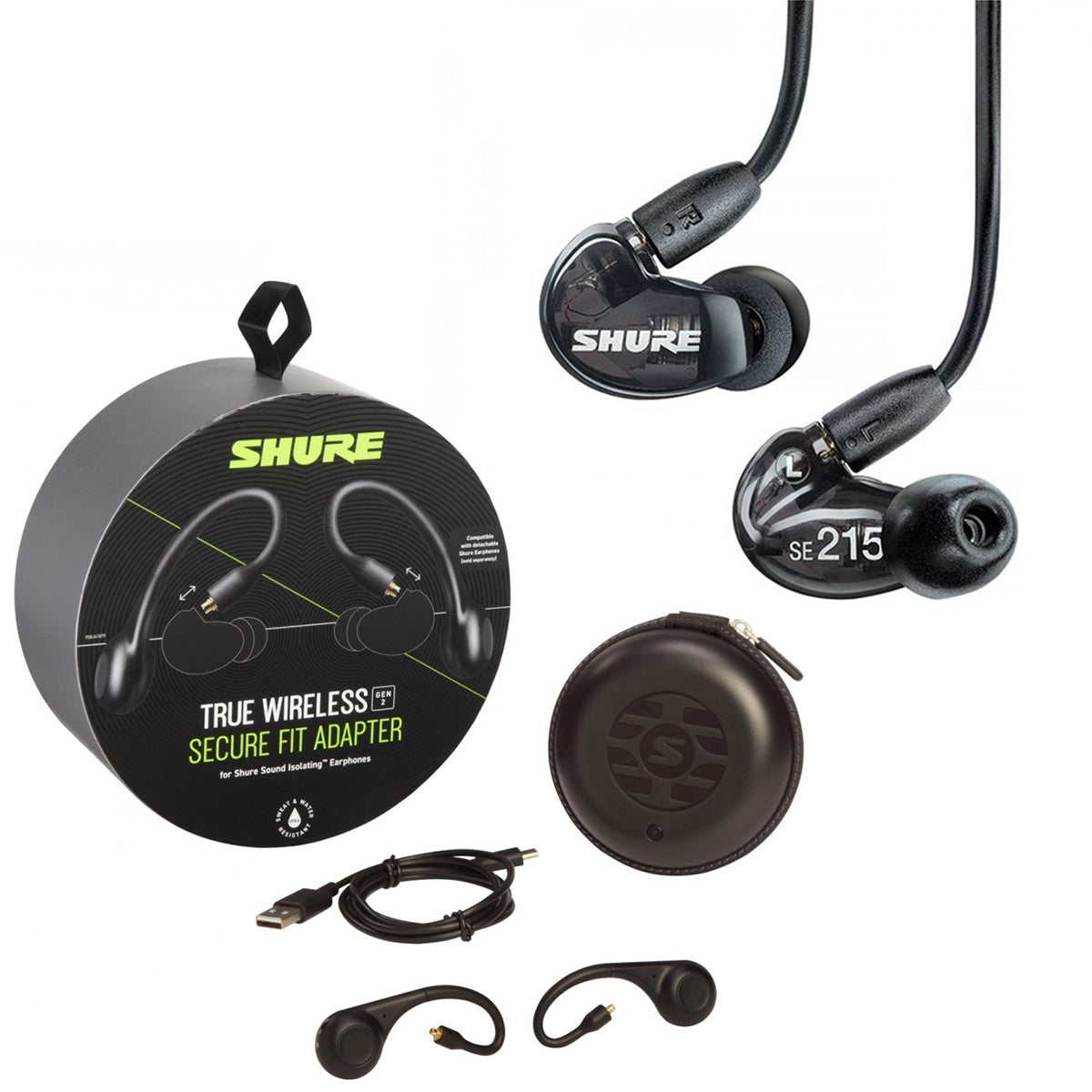 Shure SE215 Sound Isolating Earphones with True Wireless - Black
