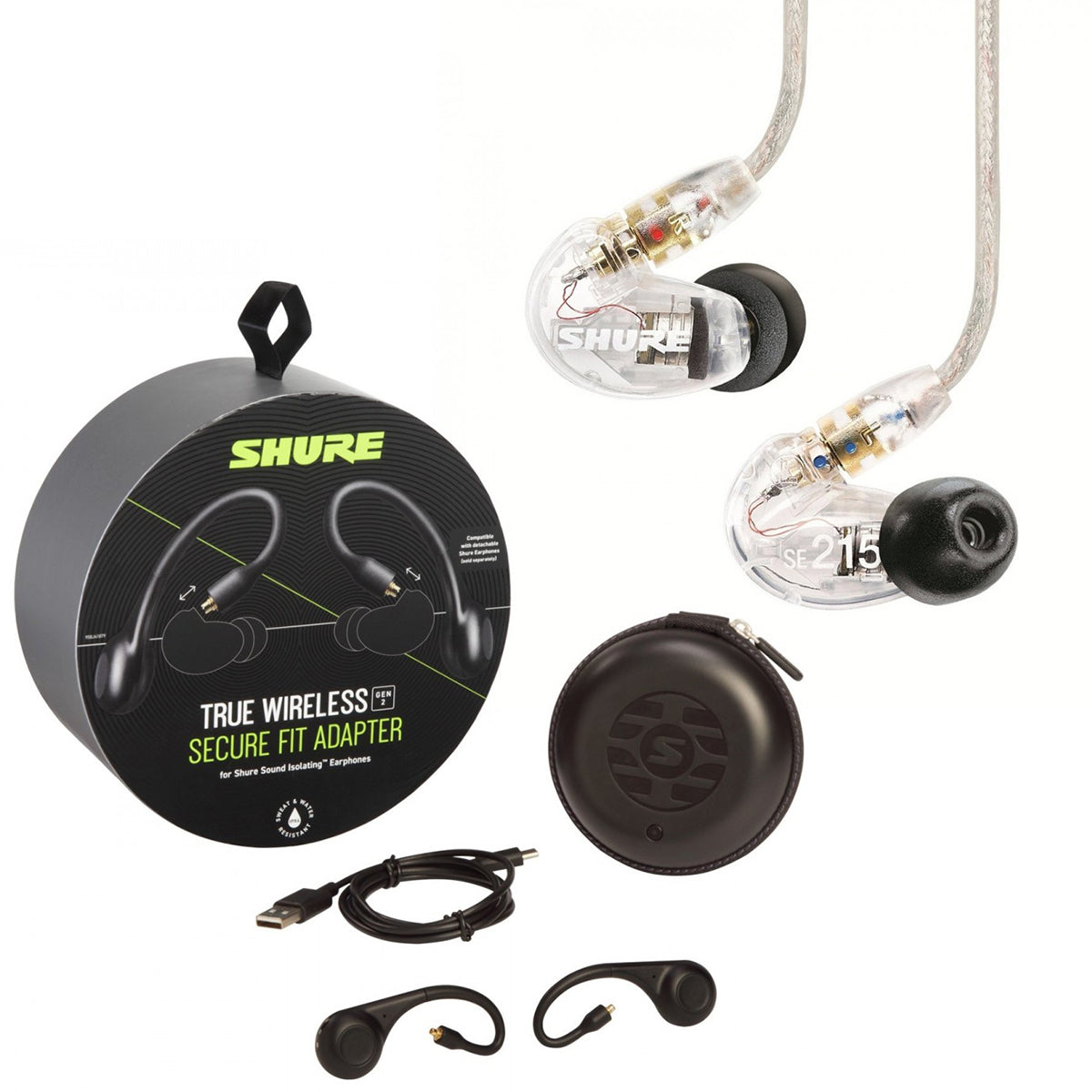 Shure SE215 Sound Isolating Earphones with True Wireless - Clear