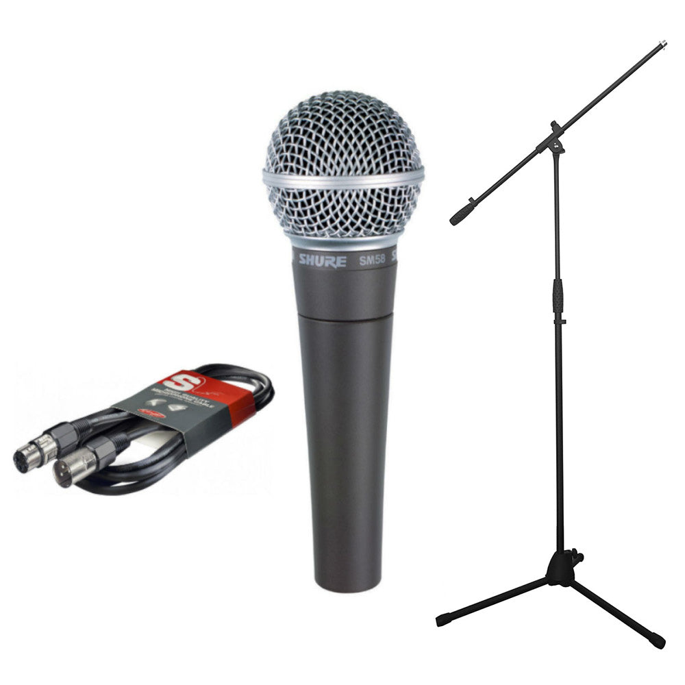Shure SM58 Bundle with Mic Boom Stand & Cable