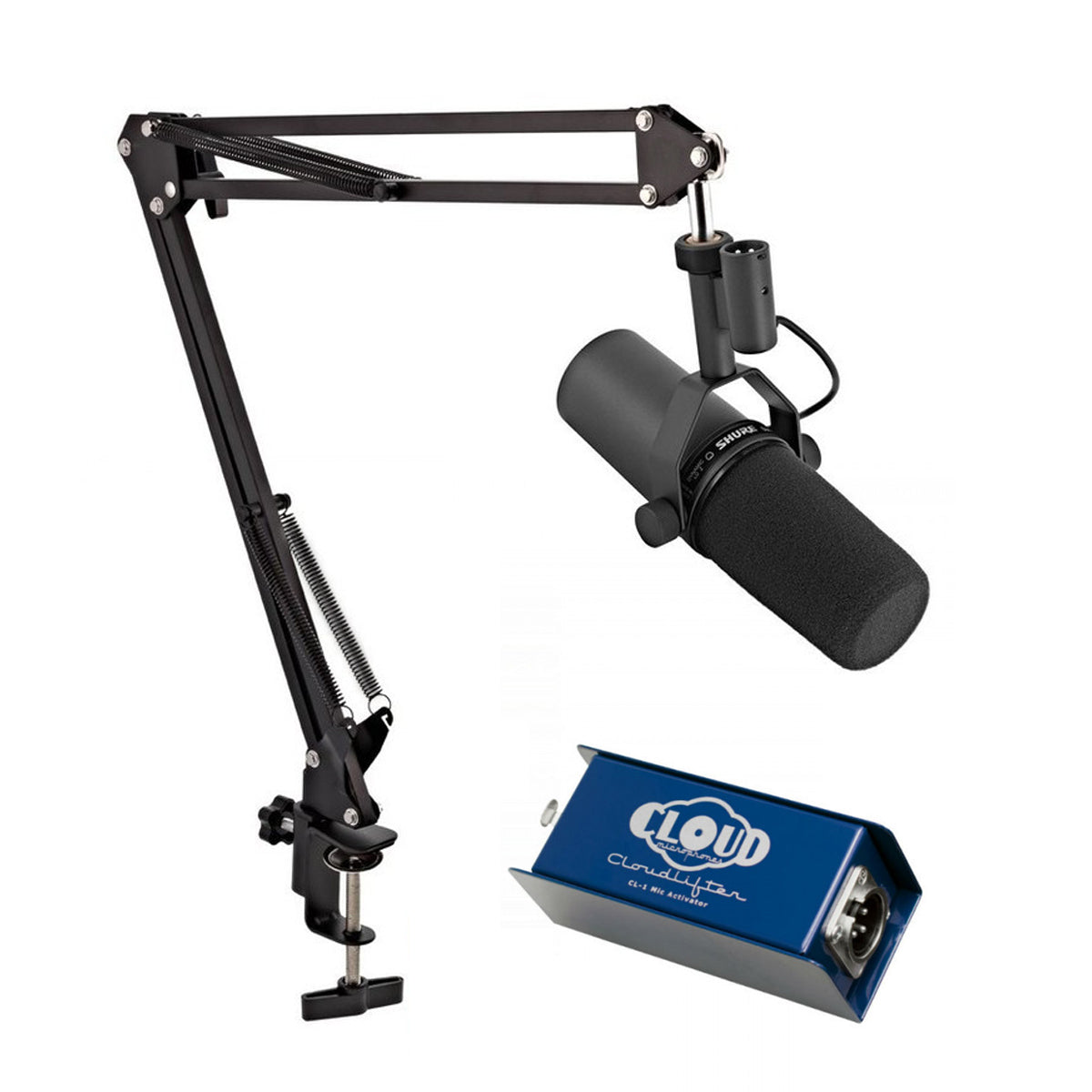 Shure SM7B with Cloudlifter & Studio Arm