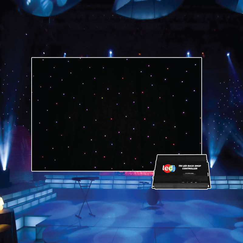 LEDJ PRO 6 x 3m Tri LED Black Starcloth System (STAR12)